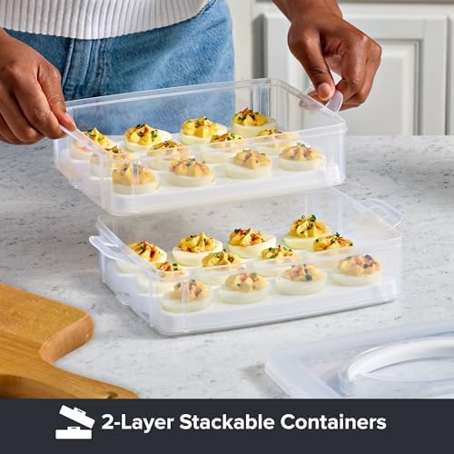 Snapware (2-Layer, 24 Eggs) Plastic Detachable Deviled Egg Carrier Storage