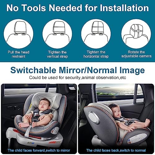 DoHonest Baby Car Camera 7-Inch: USB Plug-Play Easy Setup, 150° View