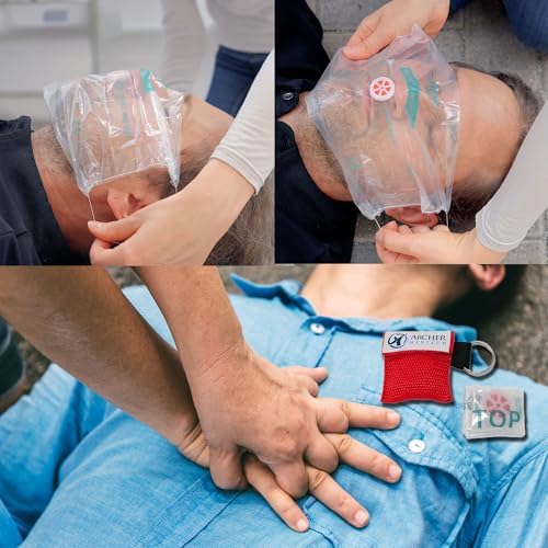 CPR Keychain Face Shields with One-Way Valve, 6 Pack