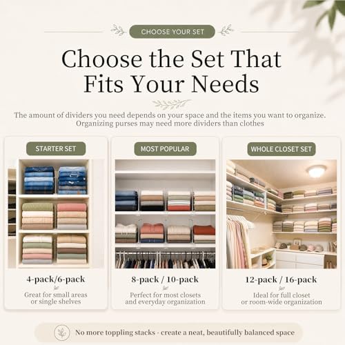 SortNStore Shelf Dividers Purse Organizer for Closet: Acrylic Clear 8 Pack