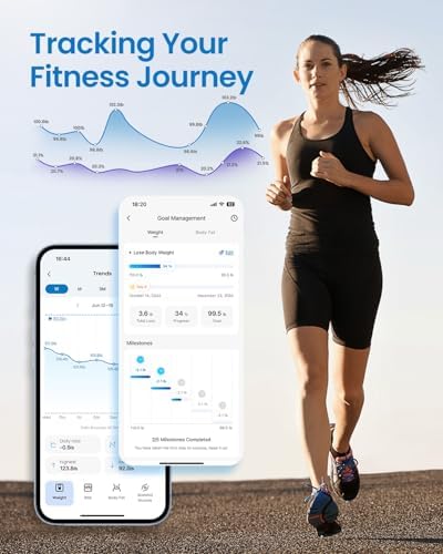 RENPHO Smart Scale, BMI & Body Fat, Bluetooth, 13 Metrics, White, Elis 1