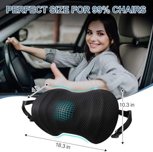 BYMECOST Lumbar Support Pillow for Car, Ergonomic Back Cushion