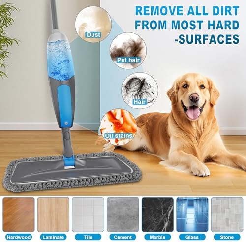 BPAWA Spray Mops for Floor Cleaning: Microfiber Wet Mop for Hardwood Tile