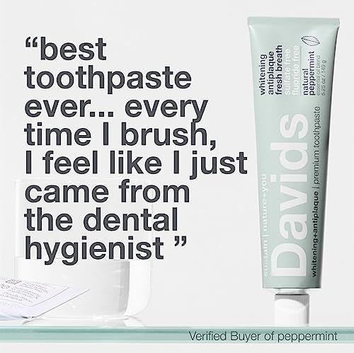 Davids Fluoride Free Toothpaste Teeth Whitening SLS Free Peppermint 5.25oz