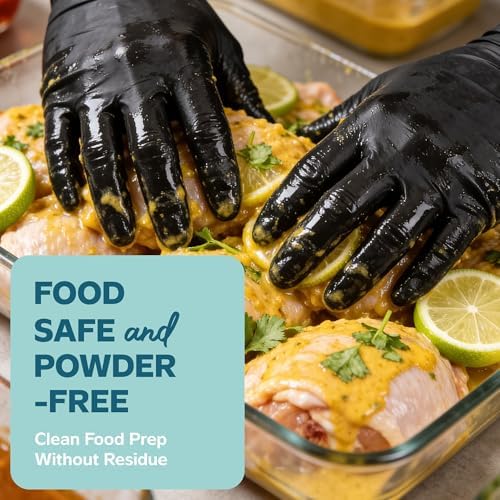 GUSTO Black Nitrile Gloves - Disposable Heavy Duty 6 Mil