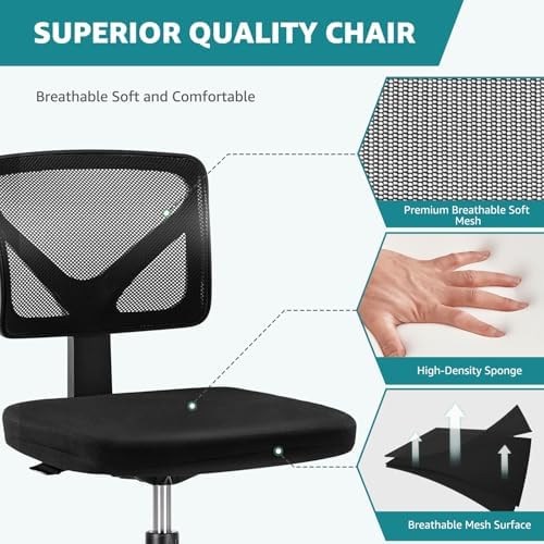 OLIXIS Armless Home Office Chair, Ergonomic Small Desk Chair