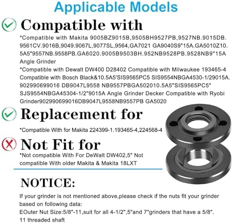 7PCS Angle Grinder Nut Wrench Kit, 5/8-11 Flange Metal Lock Nut