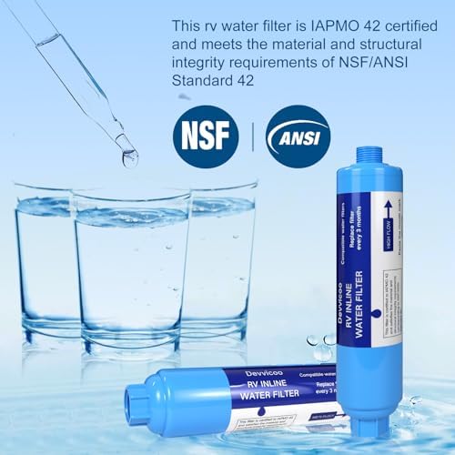 RV Water Filter, 2-Pack, Inline Hose Filter, NSF Tested Lead-Free