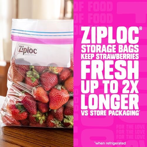 Ziploc Gallon Food Storage Bags, Stand-Up Bottom, 81 Count
