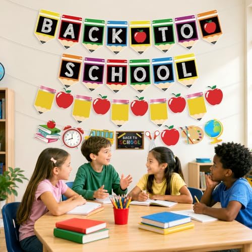 Back to School Decorations Reusable Pre-Assembled Back to School Banner