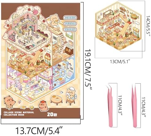 20 Sets DIY 3D Sticker Scene Book for Kids Adults Cozy Room Sticker Therapy