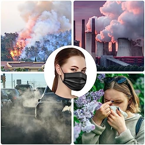 ZTANPS 100 PCS Disposable Face Masks, Black Disposable Masks, 3 Ply Protection Face Masks