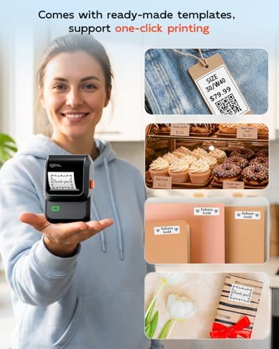 Ponek Label Maker Machine with Tape, 2 Inch Bluetooth Label Printer, Black