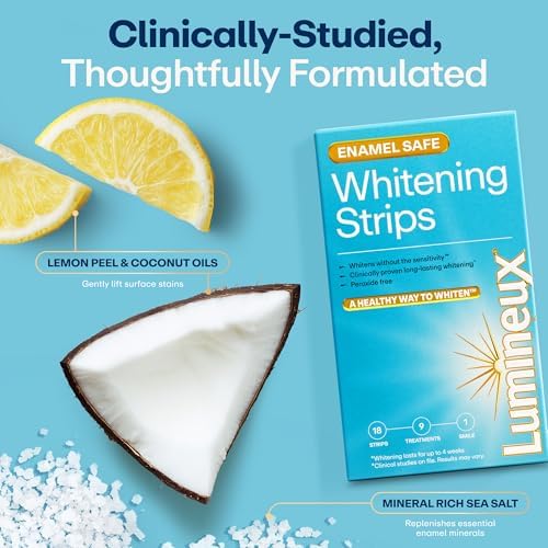 Lumineux Teeth Whitening Strips, Peroxide Free, 9 Treatments (1 Month)