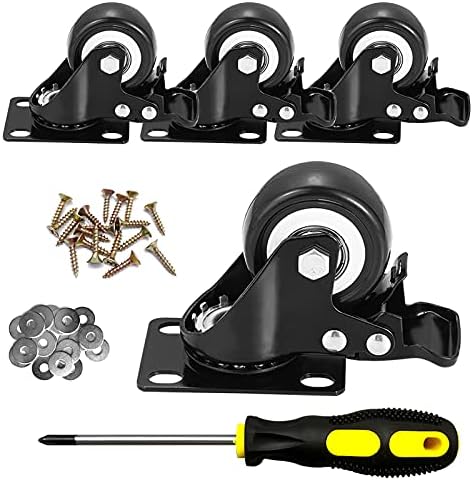 2" Swivel Casters Set of 4, Heavy Duty Locking Casters with Brakes