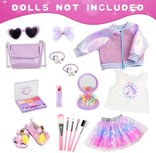ZQDOLL American 18 Inch Doll Makeup Accessories and Clothes Set (No Dolls)