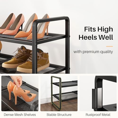 Expandable Metal Shoe Rack for Closet, Entryway & Garage, 2-Tier, Black