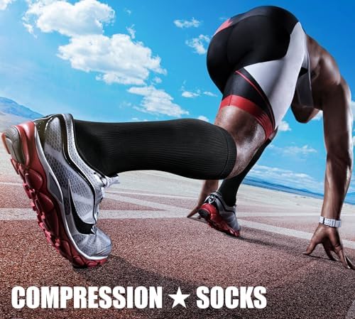 CHARMKING Compression Socks for Women & Men Circulation (3 Pairs) 15-20 mmHg is Best Support for Athletic Running Cycling