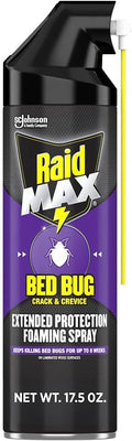 Raid MAX Bed Bug Crack & Crevice Extended Protection Foaming Spray, Kills Bed Bugs for up to 8 weeks on Laminated Woods and Surfaces, 17.5 oz
