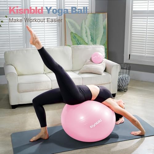 kisnbld Exercise Ball, Extra Thick Yoga Ball for Home Workout & Stability