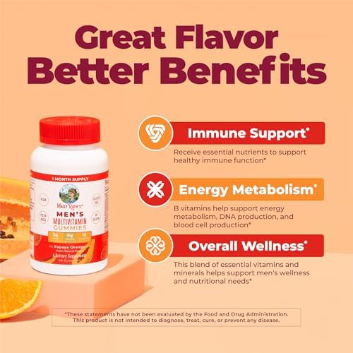 MARYRUTH'S Men's Multivitamin Gummies, Energy Metabolism, Vegan, 60 Count