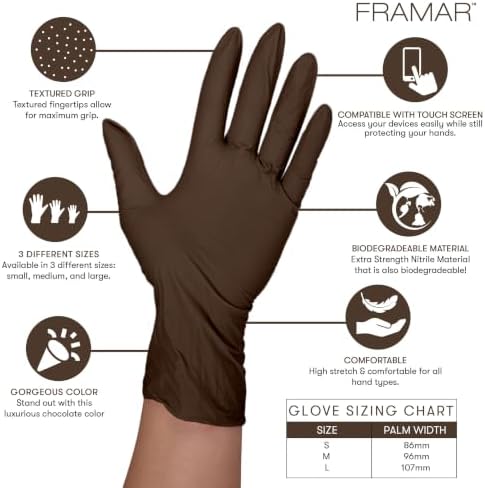 FRAMAR Brown Nitrile Gloves Medium, Gloves Disposable Latex Free,100
