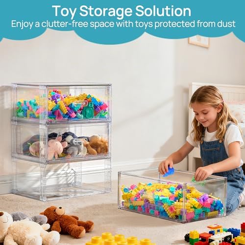 Vtopmart 2 Pack Large Clear Stackable Storage Drawers for Closet, 23QT