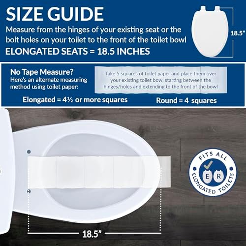 Bemis Slow Close Elongated Toilet Seat, Easy Clean Hinges, White