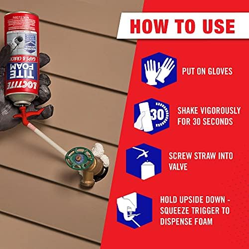 Loctite Tite Foam Gaps & Cracks Spray Foam Sealant, 12 fl oz Can, 1 Pack - Polyurethane Expanding Insulation