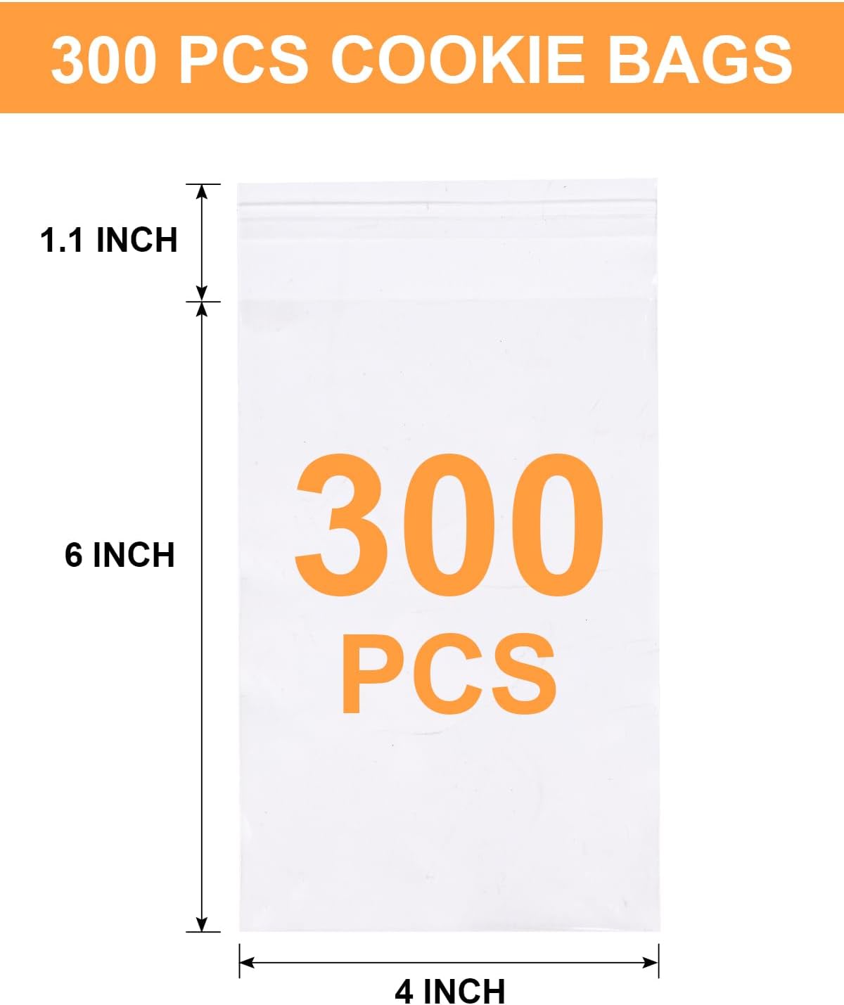 300 Pcs Self Adhesive Cookie Bags, 4x6in Sealing Cellophane Bags