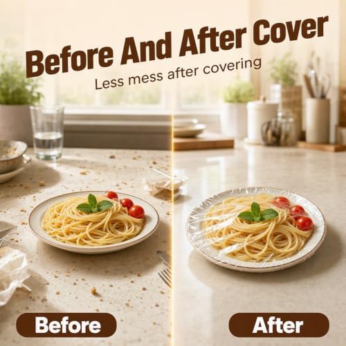 Disposable Stretch Food Cover Elastic Bowl Covers Food Storage (White X100)