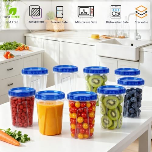 10 Pack 34oz Soup Freezer Storage Containers with Twist Lids for Meal Prep