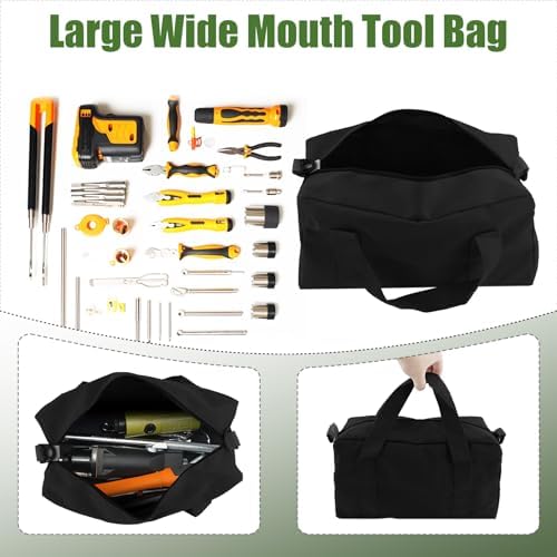 Small Tool Bag, Close Top Wide Mouth Tool Organizer Bag, Large Tool Bags