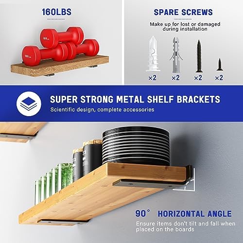 Goovilla Shelf Bracket, Floating Shelf Brackets 6 inch Long, 6 Pack, Black