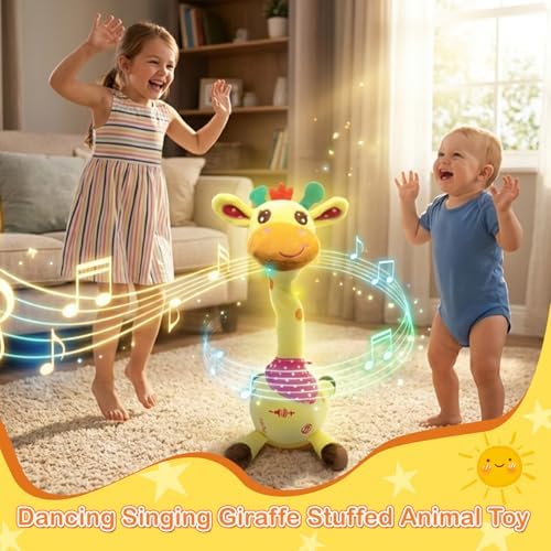 Hunfur Talking Dancing Giraffe Baby Toys,Repeat What You Say