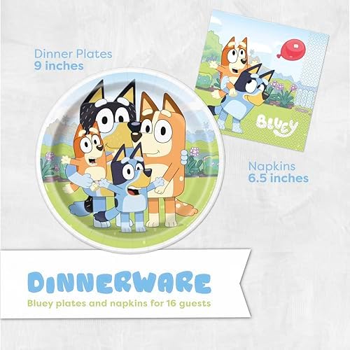 Bluey Birthday Decorations and Party Supplies with Balloons and Tablecloth