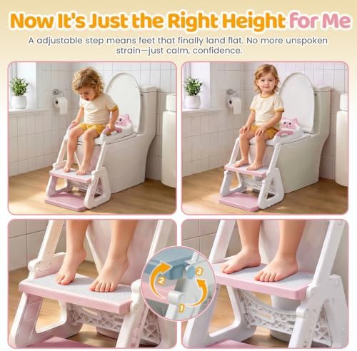 Orzbow Potty Training Seat with Step Stool, Toddler Toilet Seat with Ladder
