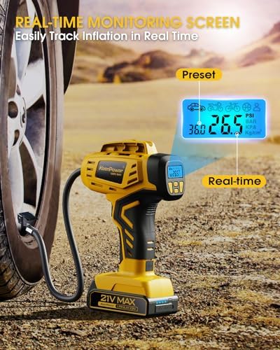 KeenPower Tire Inflator Portable Air Compressor 21V Battery Powered 160PSI