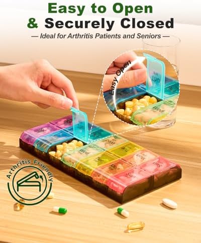 Extra Large Pill Organizer 2 Times a Day，Made for Seniors & High-Dose Users