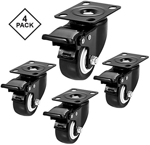 2" Swivel Casters Set of 4, Heavy Duty Locking Casters with Brakes