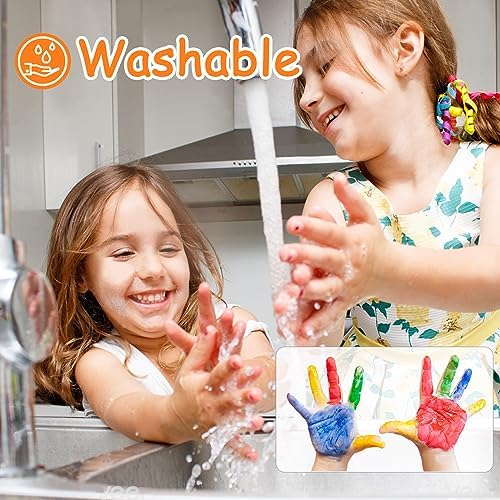 ABEIER Washable Finger Paint for Toddlers 1-3, 12 Non-Toxic Colors