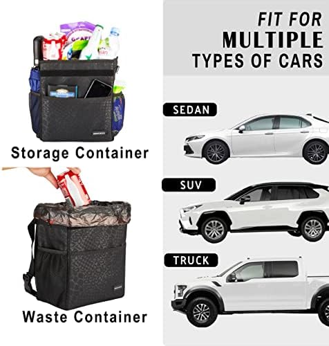 SIBOFUEGO Cute Car Trash Can with Lid, Collapsible, Leak-Proof, 2 Gallon
