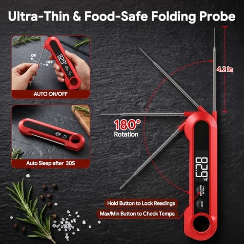 Meat Thermometer Digital,1-2S Instant Read Thermometer for Cooking, Grill