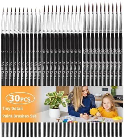 Moon Roses 30 Pcs Miniature Detail Paint Brush Set