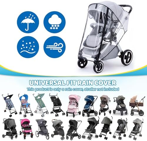 Clear Stroller Rain Cover, Universal Fit Baby Travel Weather Shields