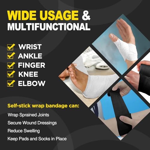 OK TAPE 12 Rolls Self Adhesive Bandage Wrap, Cohesive Elastic Athletic Tape