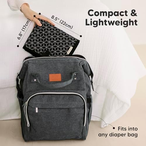 KeaBabies Portable Diaper Changing Pad, Easy Wipe Clean, 25x13 (Black Geo)