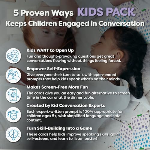 200 Kids Conversation Cards for Age 5-13; Fun Question Card Game for Family