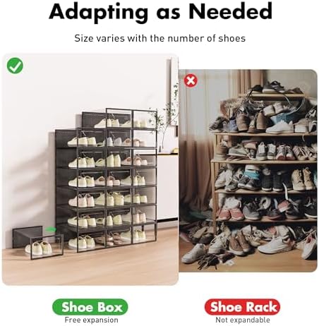 Foluck 15 Pack Shoe Storage Organizer Box Container Clear Plastic Stackable