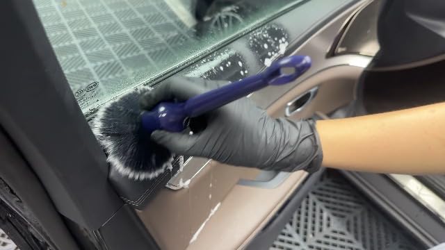 YeewayVeh 3PCS Car Detailing Brush Set, Boars Hair Bristles Brushes, Indigo